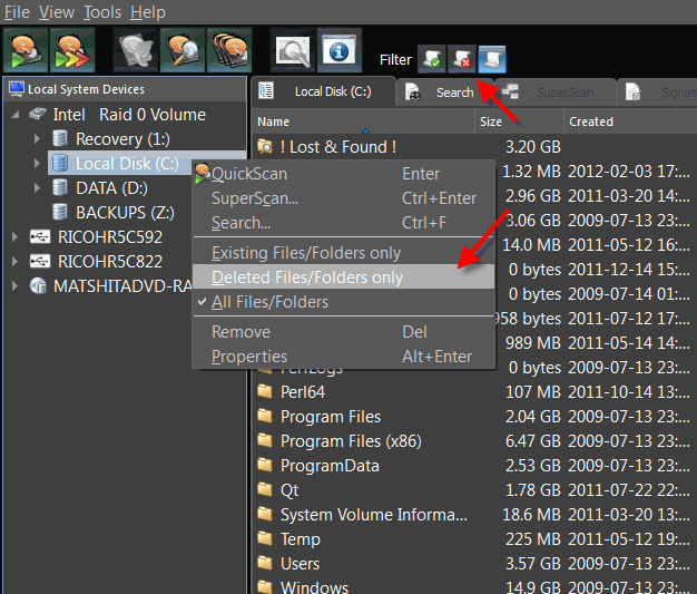 Show deleted data