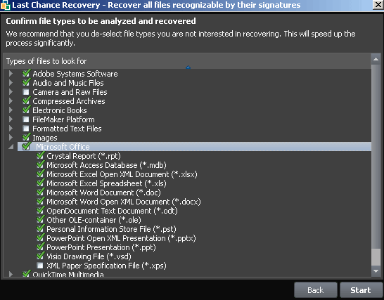 File Recovery software: Last Chance recovery method